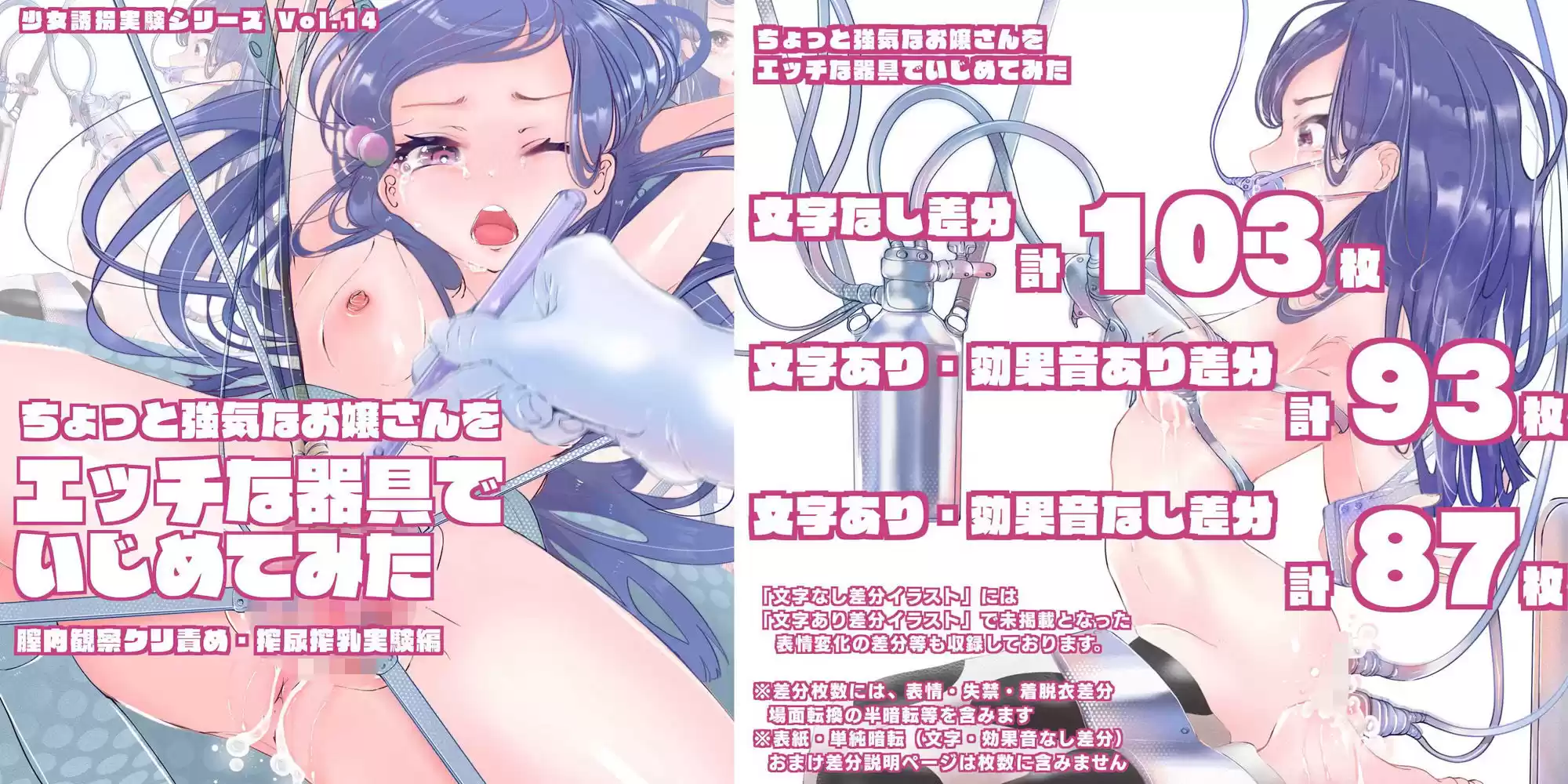 【セット販売】少女誘拐実験vol.14・15・16・17 お嬢様 開脚拘束羞恥責め・連続玩具責め絶頂実験・文学少女 搾尿調教・ケモ耳娘 性器徹底観察