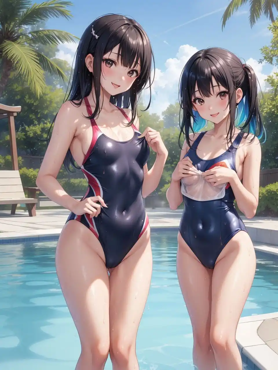 競泳水着の美少女たち〜AIイラスト集〜