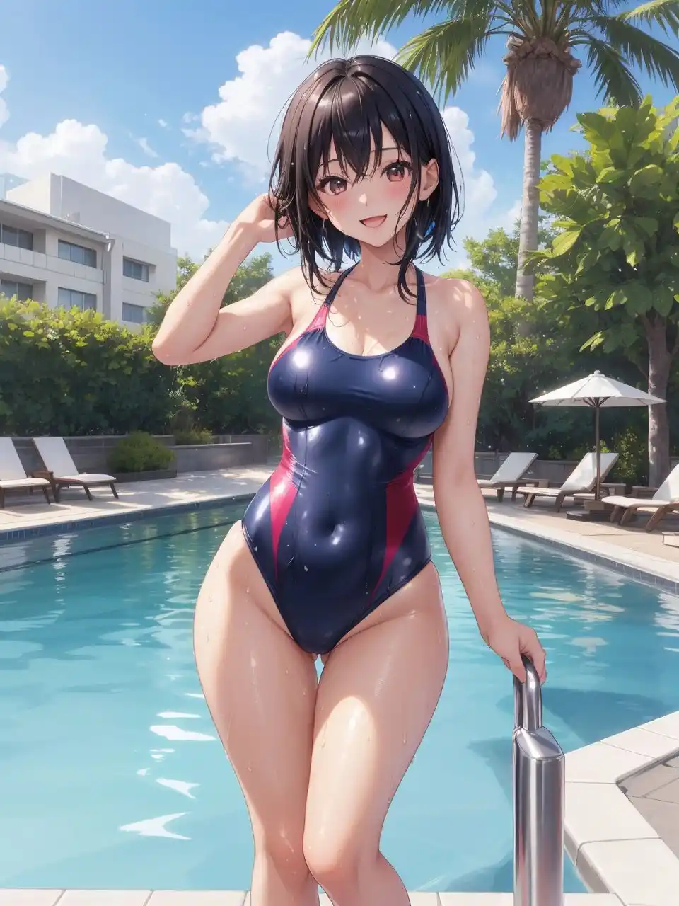 競泳水着の美少女たち〜AIイラスト集〜