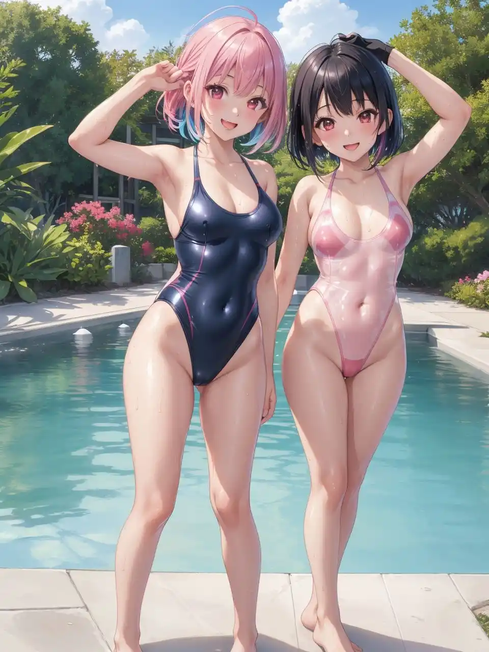 競泳水着の美少女たち〜AIイラスト集〜