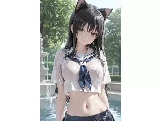 猫耳JKと噴水で