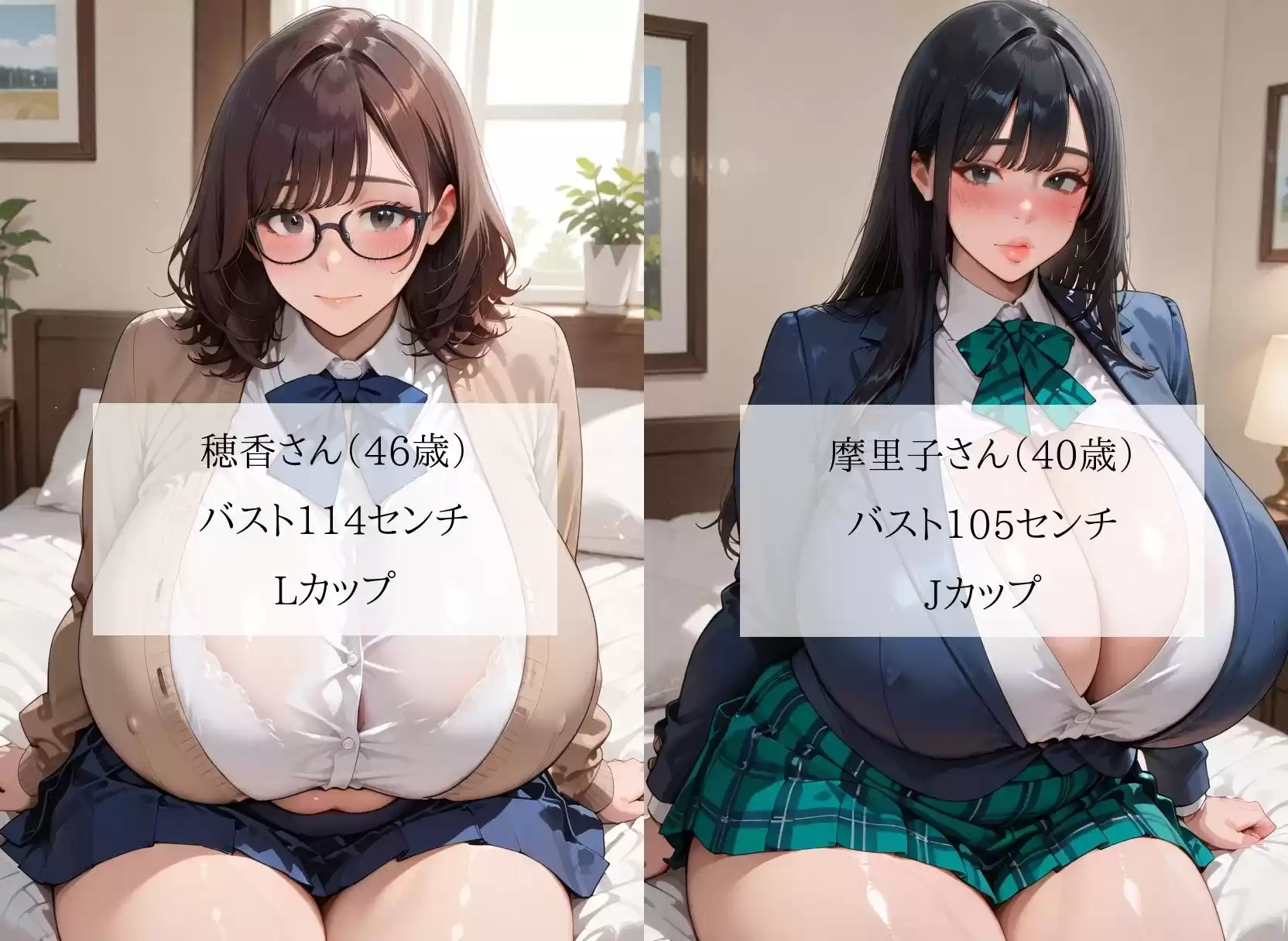爆乳JK人妻〜デカ乳巨尻のむちむち熟女に娘のガッコーの制服を着させてドスケベ不倫セックス＜セリフ付CG集＞