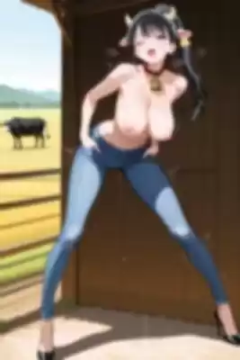 【裸ジーンズ女子4】乳出し牛コスプレ個撮