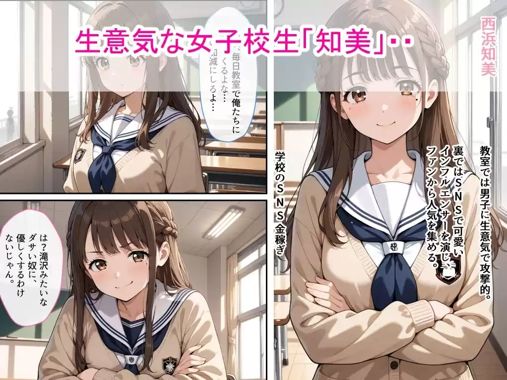 【高画質版】生意気女子校生がSNS配信の秘密を同級生に握られ教室で中出しされた話